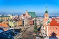 Warsaw old city with Castle Square and Christmas Tree